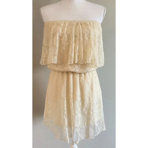 NWT Elif by Jordan Taylor Dress Cream Lace Strapless Size Medium M New